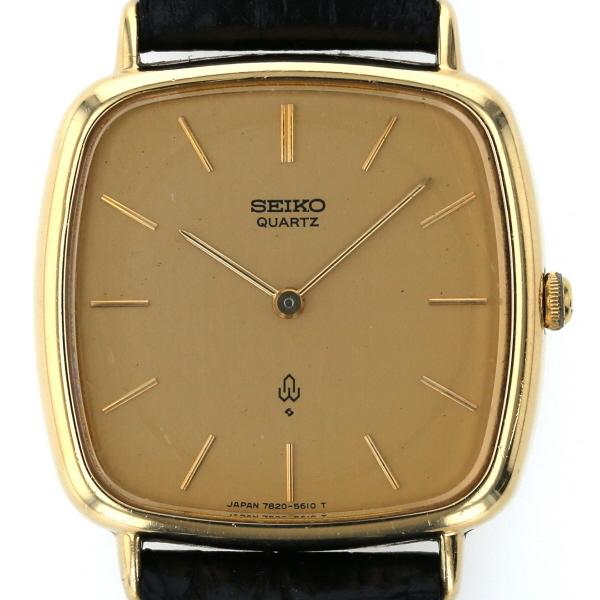 セイコー SEIKO スクエア 14K 7820-5460 クオーツ ゴールド 文字盤 2針