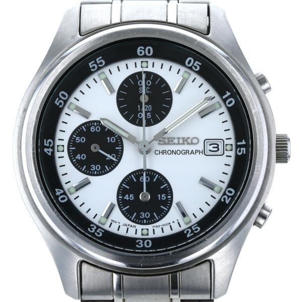 セイコー SEIKO クロノグラフ デイト 7T92-0CC0 クオーツ ホワイト