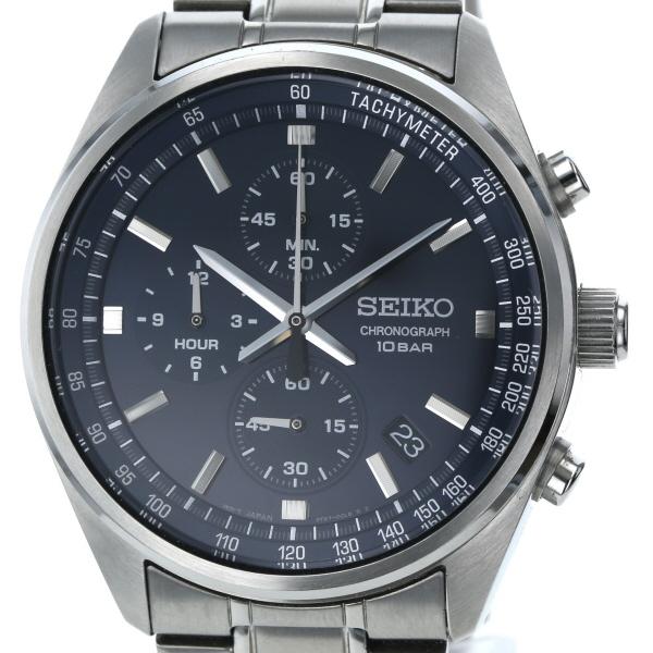 セイコー SEIKO クロノグラフ 8T67-00L0 クオーツ ネイビー 文字盤 3針