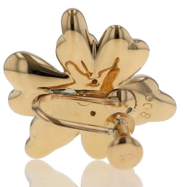 K18YG イエローゴールド イヤリング ダイヤモンド 0.08ct/0.08ct 花 フラワー モチーフ つや消し デザイン【新品仕上済】【zz】【中古】の画像