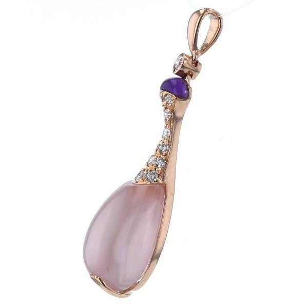 K18PG ピンクゴールド ペンダントトップ ダイヤモンド0.11ct ローズ