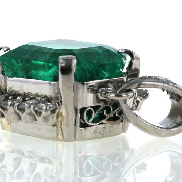 Pt900 プラチナ ペンダントトップ エメラルド 4.30ct ダイヤモンド