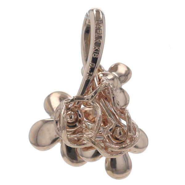 K18PG ピンクゴールド ネックレストップ ダイヤモンド 0.15ct 3連 花 