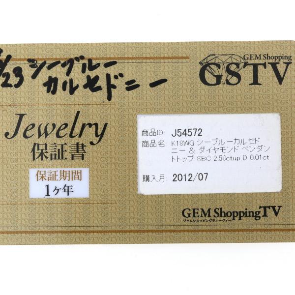 GSTV K18WG ホワイトゴールド ペンダントトップ シーブルー