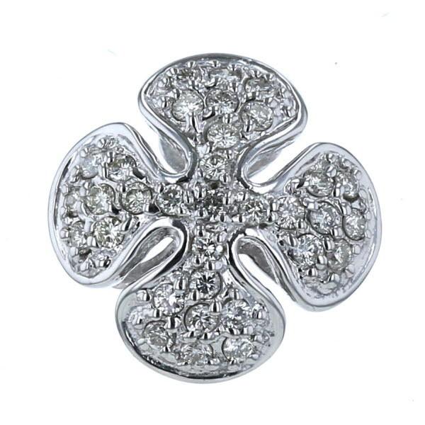 特別価格 ホワイトゴールド K18wg ネックレストップ 植物 新品仕上済 Af 中古 四葉のクローバー フラワー 花 パヴェ 0 45ct ダイヤモンド レディースアクセサリー