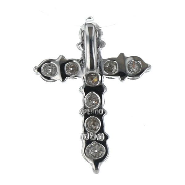 Pt900 プラチナ ネックレストップ ダイヤモンド 0.50ct 10粒 十字架