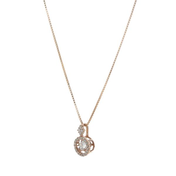K18PG ピンクゴールド ネックレス ダイヤモンド 0.282ct/0.13ct 