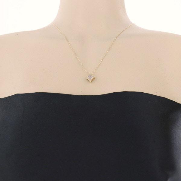 QVC K18YG イエローゴールド ネックレス ダイヤモンド 0.34ct ひし形  