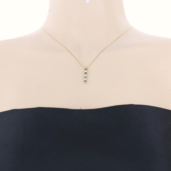 K18YG イエローゴールド ネックレス ダイヤモンド 0.24ct エメラルド  