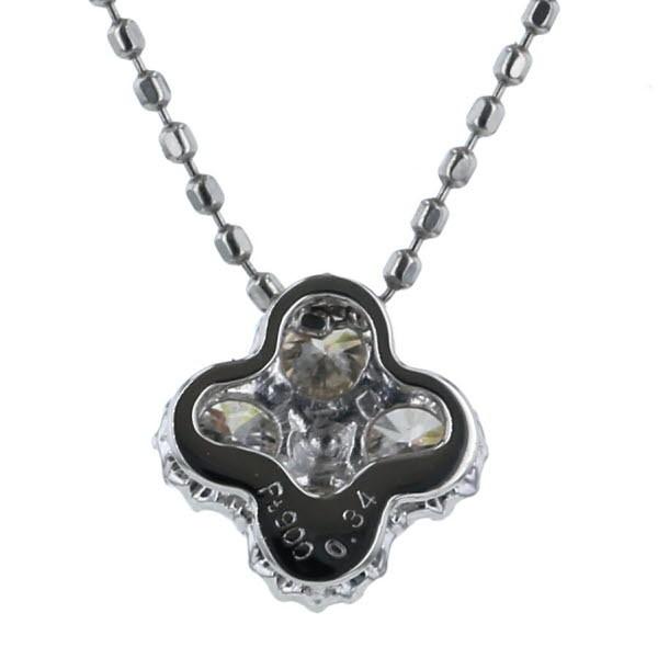 Pt850 Pt900 プラチナ ネックレス ダイヤモンド0.34ct 四つ葉