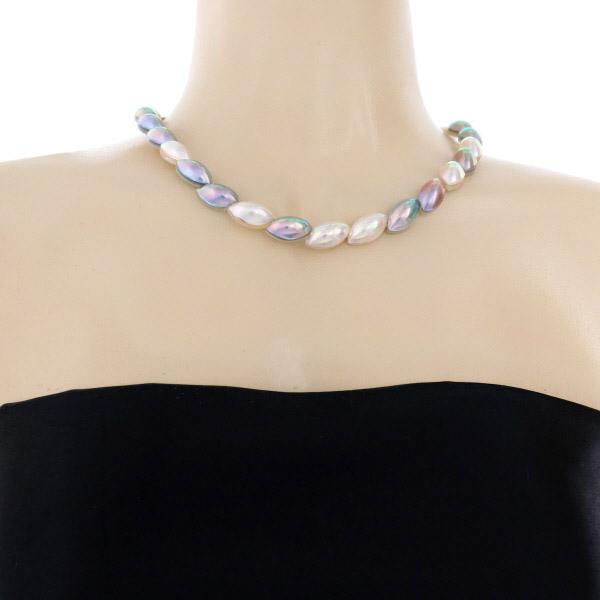 田崎真珠 K18 パールネックレス 40cm TASAKI 田崎 K18WG ホワイトゴールド ネックレス マベ真珠 パール