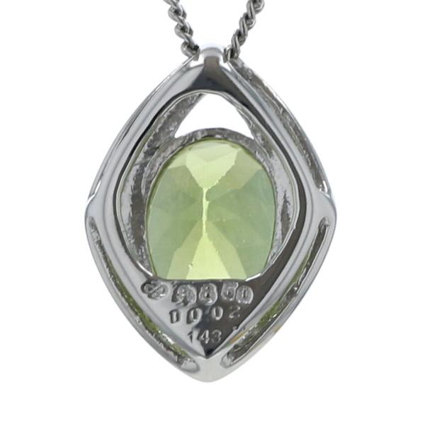 Pt850 プラチナ ネックレス ペリドット 1.43ct ダイヤモンド 0.02ct 