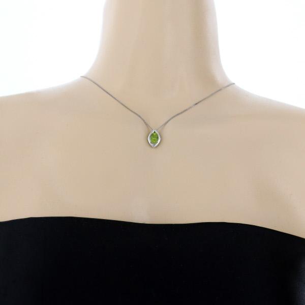 Pt850 プラチナ ネックレス ペリドット 1.43ct ダイヤモンド 0.02ct 