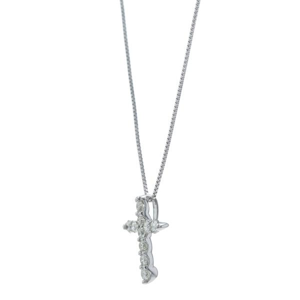 K18WG ホワイトゴールド ネックレス ダイヤモンド 0.50ct クロス