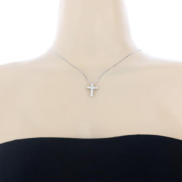 K18WG ホワイトゴールド ネックレス ダイヤモンド 0.50ct クロス