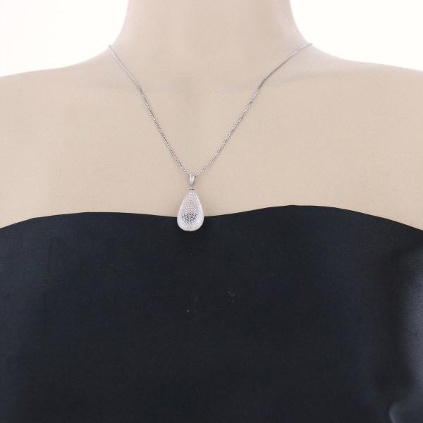 K18WG ホワイトゴールド ネックレス ダイヤモンド1.13ct アクリル 雫 ...