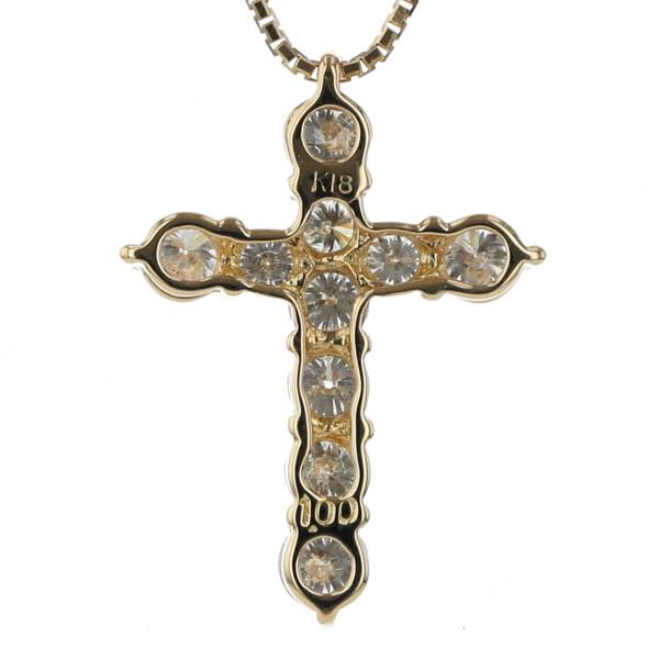 K18YG イエローゴールド ネックレス ダイヤモンド 1.00ct 十字架  