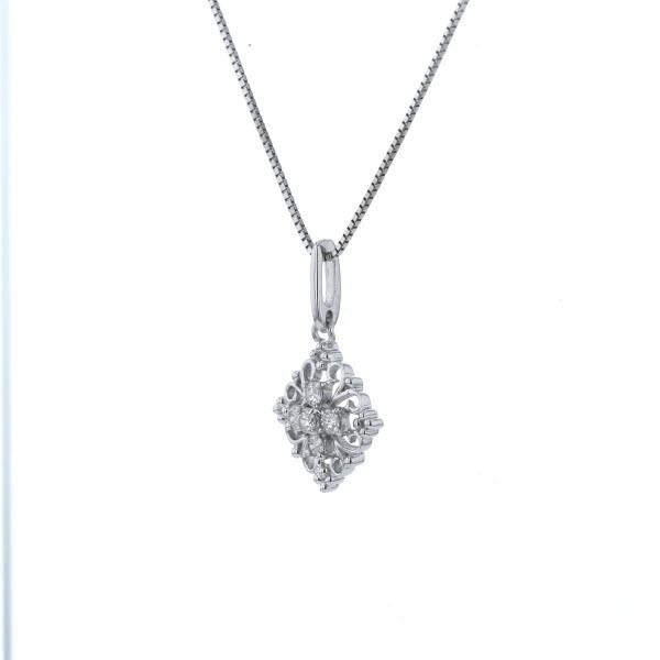 K18WG ホワイトゴールド ネックレス ダイヤモンド 0.16ct クロス 