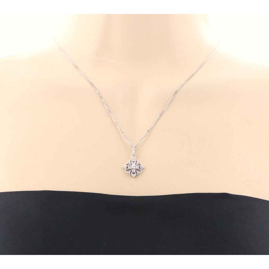 K18WG ホワイトゴールド ネックレス ダイヤモンド 0.16ct クロス 