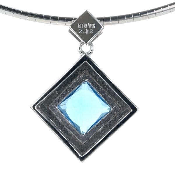 K18WG ホワイトゴールド ネックレス ブルートパーズ 2.82ct スクエア 