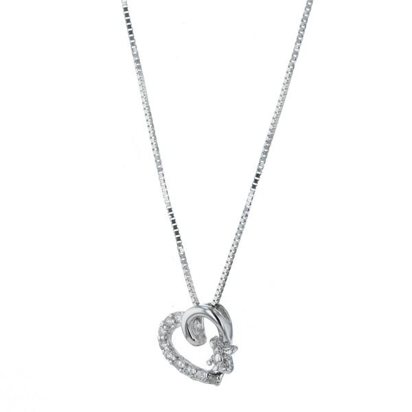 K14WG ホワイトゴールド ネックレス ダイヤモンド 0.08ct スター 星 