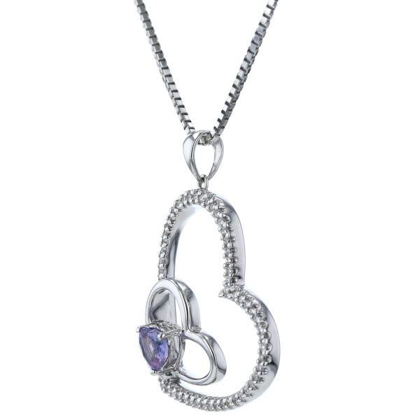 値下げ K18WG ネックレス ダイヤモンド 0.22ct バイカラーサファイア 