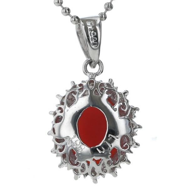 Pt850 Pt900 プラチナ ネックレス 珊瑚 1.98ct ダイヤモンド 0.11ct 