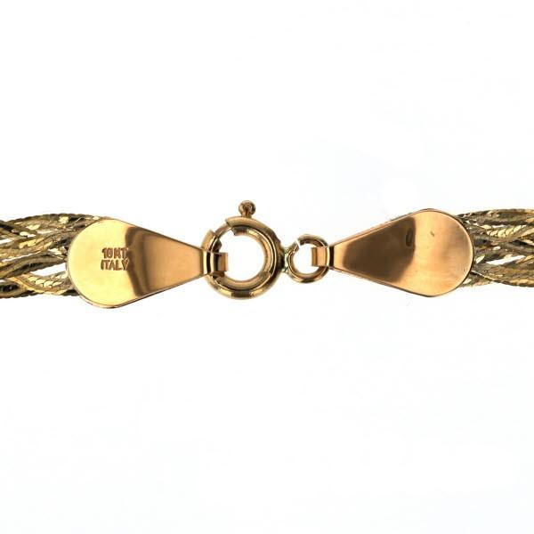 K18YG イエローゴールド ネックレス 編み込み 三つ編み メッシュ