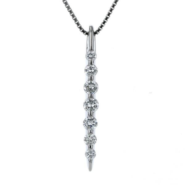 Pt900 Pt850 プラチナ ネックレス ダイヤモンド 0.54ct 7粒 バー 