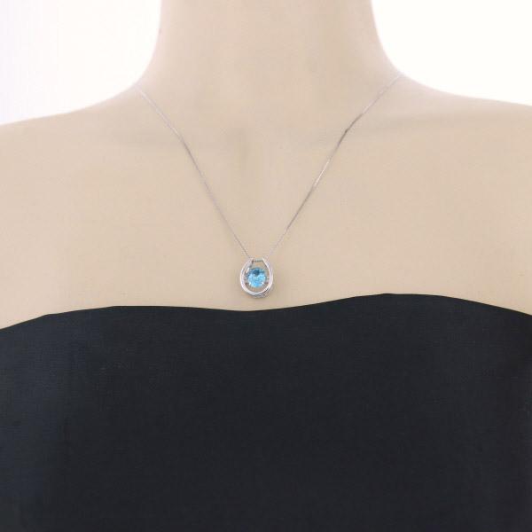 値下げ K18WG ホワイトゴールド ネックレス ブルートパーズ1.86ct 大粒 