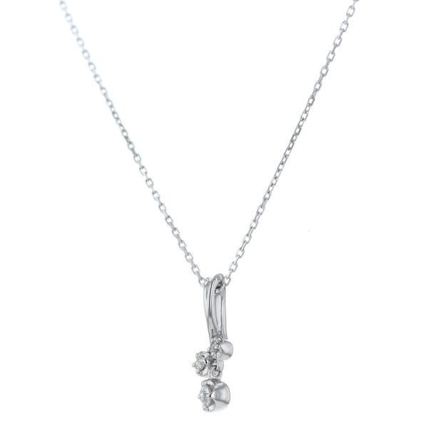 4℃ ヨンドシー K14WG ホワイトゴールド ネックレス ダイヤモンド 3粒