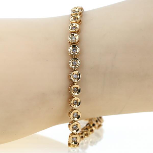 K18YG イエローゴールド テニスブレスレット ダイヤモンド1.00ct