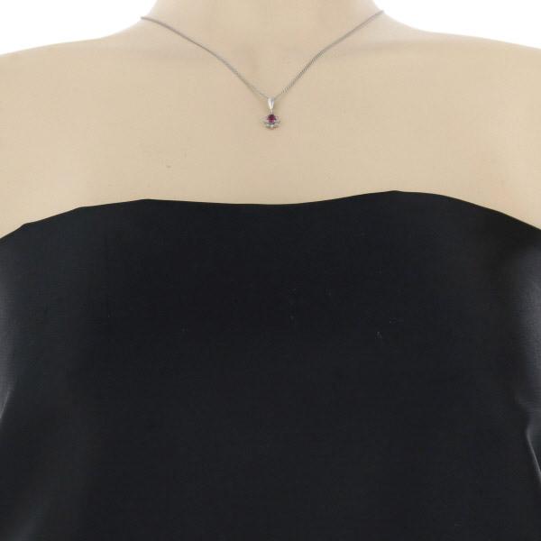 Pt850 Pt900 プラチナ ネックレス ルビー 0.31ct ダイヤモンド 0.08ct  