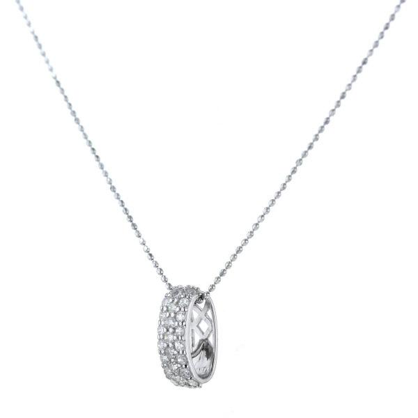 K14WG ホワイトゴールド ネックレス ダイヤモンド0.50ct パヴェ 