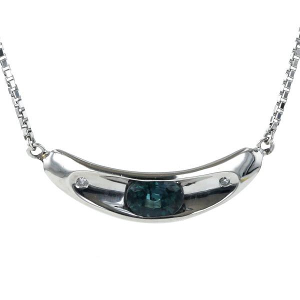 Pt900 Pt850 ネックレス アレキサンドライト 0.46ct ダイヤモンド 0.02 