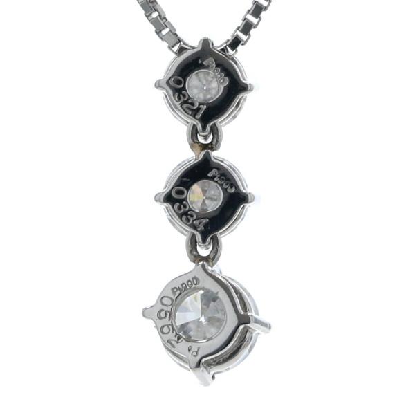 Pt900 Pt850 プラチナ ネックレス ダイヤモンド 0.562ct/0.334ct/0.321ct 3連 カラーF SI2 40cm 鑑定書【新品仕上済】【zz】【中古】の画像