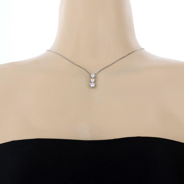 Pt900 Pt850 プラチナ ネックレス ダイヤモンド 0.562ct/0.334ct/0.321ct 3連 カラーF SI2 40cm 鑑定書【新品仕上済】【zz】【中古】の画像