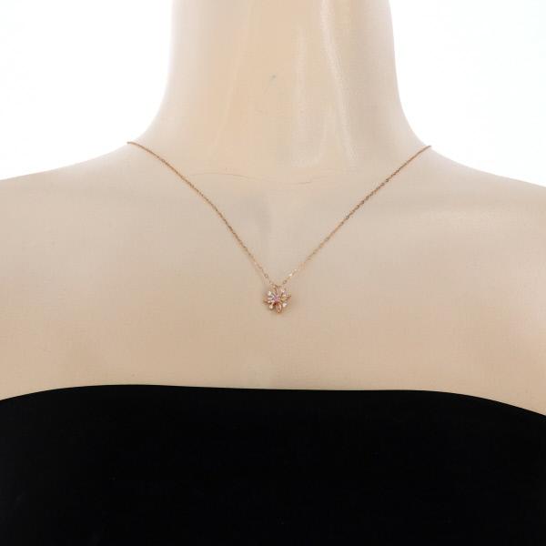 K18PG ピンクゴールド ネックレス ダイヤモンド 0.05ct ローズクォーツ