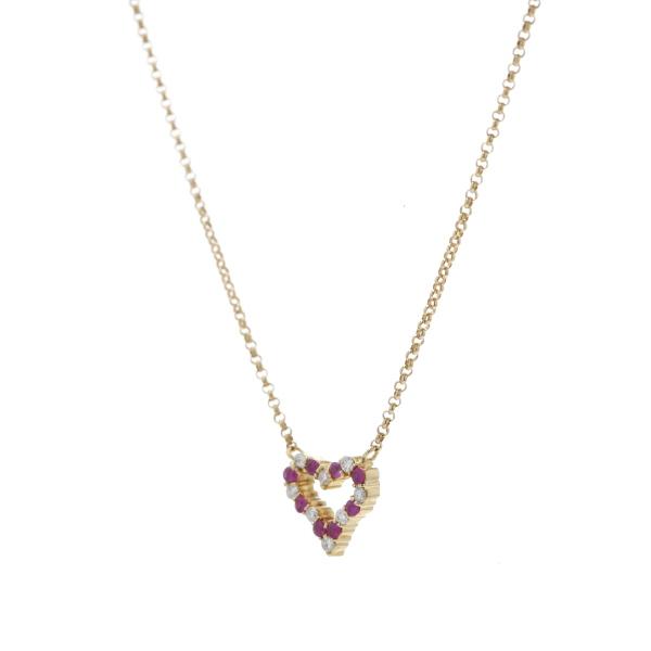 K18YG イエローゴールド ネックレス ダイヤモンド 0.20ct ルビー 0.14 