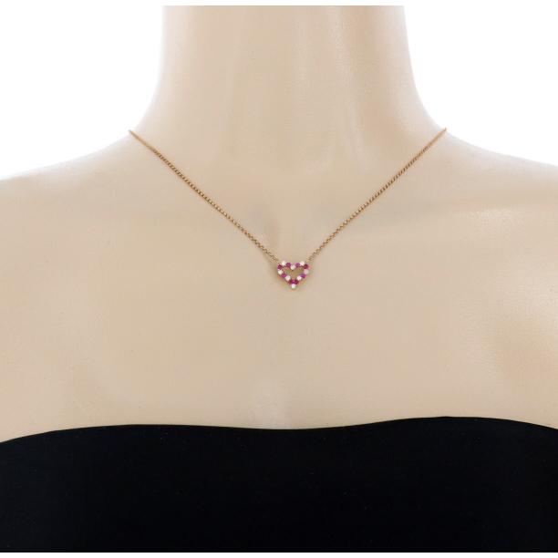 K18YG イエローゴールド ネックレス ダイヤモンド 0.20ct ルビー 0.14 