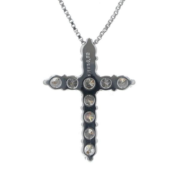 K18WG ホワイトゴールド ネックレス ダイヤモンド 0.52ct クロス