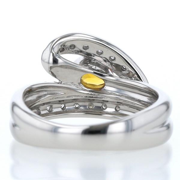 値下げ Pt900 プラチナ リング ダイヤモンド0.24ct イエローサファイア 