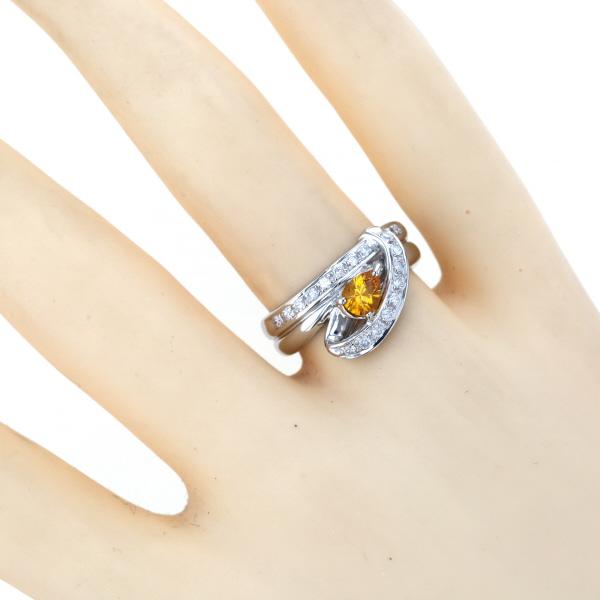 値下げ Pt900 プラチナ リング ダイヤモンド0.24ct イエローサファイア 