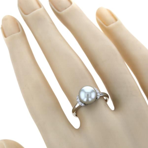 Pt900 プラチナ リング 真珠 8.8mm ダイヤモンド 0.10ct パール グレー 