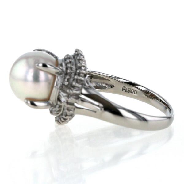 Pt900 プラチナ リング 真珠 9.5mm ダイヤモンド 0.35ct パール 1粒 