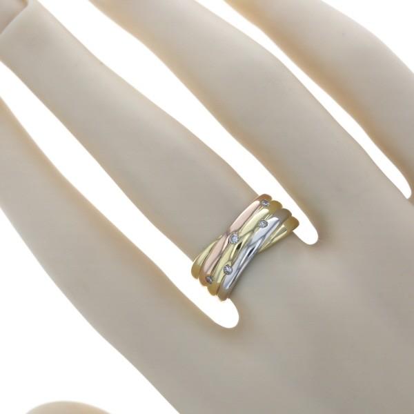 K18YGPG Pt900 イエローピンクゴールド プラチナ リング ダイヤモンド 0.10ct ライン ストレート 指輪 10号 【新品仕上済】【zz】【中古】の画像