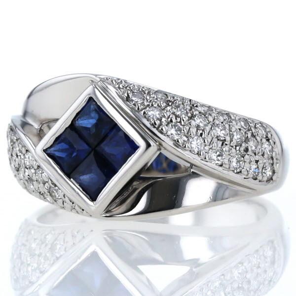 Pt900 プラチナ リング サファイア0.73ct ダイヤモンド0.39ct