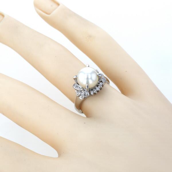 Pt900 プラチナ リング 真珠 9.0mm パール ダイヤモンド 0.15ct Pt900 プラチナ リング 真珠 9.0mm パール ダイヤモンド 0.15ct