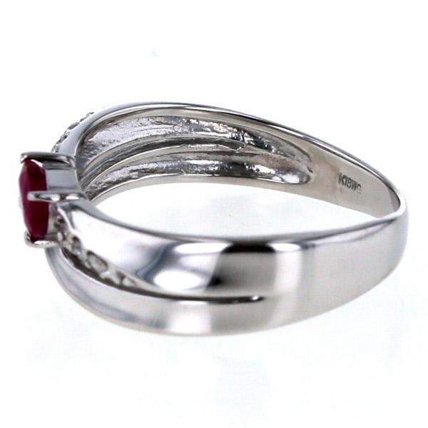K18WG ホワイトゴールド リング ルビー 0.29ct ダイヤモンド 0.06ct 
