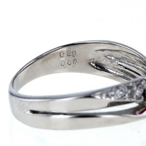 K18WG ホワイトゴールド リング ルビー 0.29ct ダイヤモンド 0.06ct 